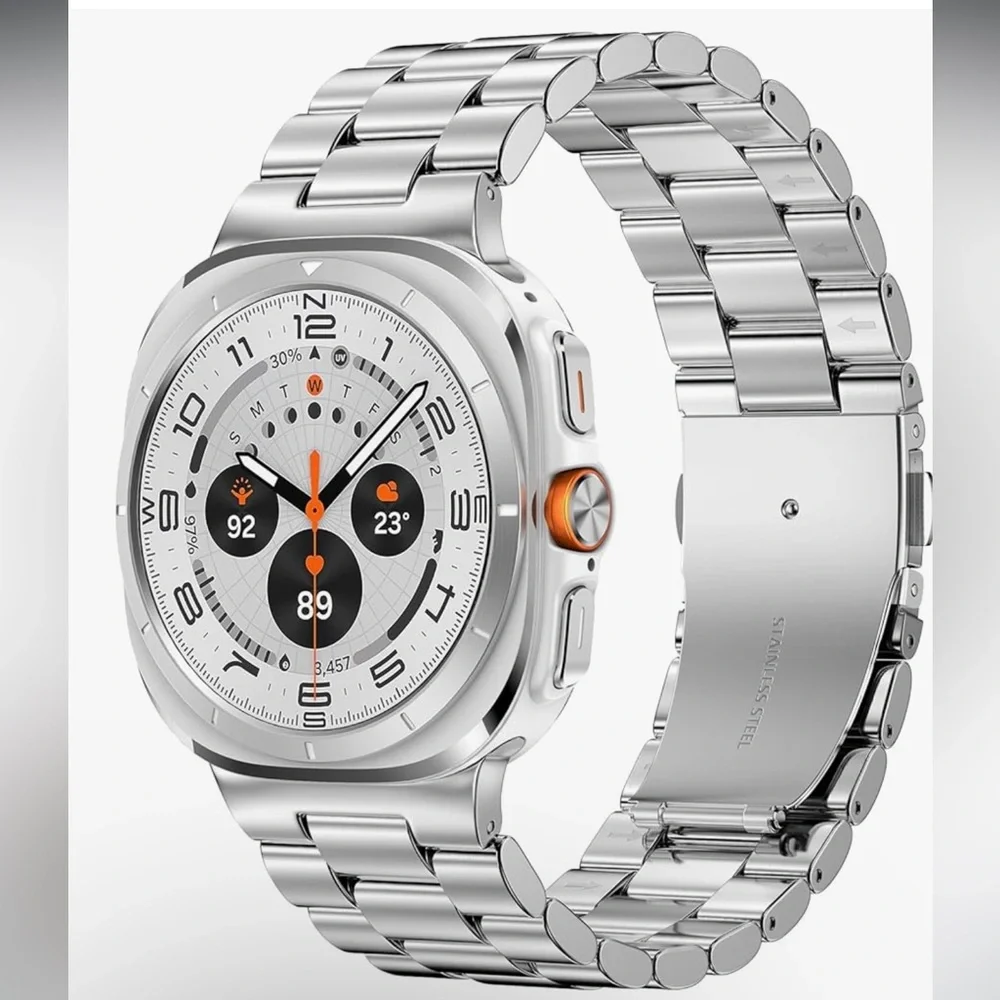 Smartwatch with Silver Metal Band for Samsung Galaxy Watch Ultra 47mm. #57
